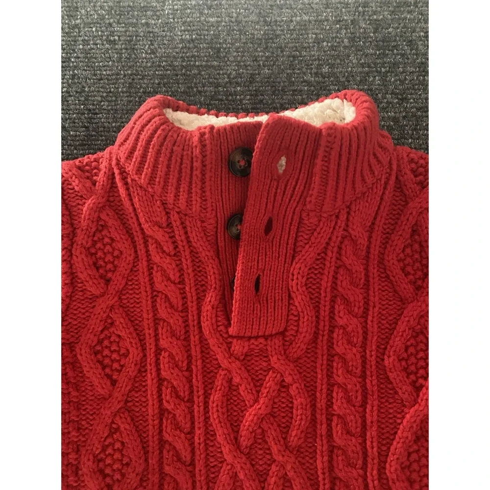 Gap Kids 3T Unisex Red Cableknit Fisherman Pullover‎ Sweater 100% Cotton